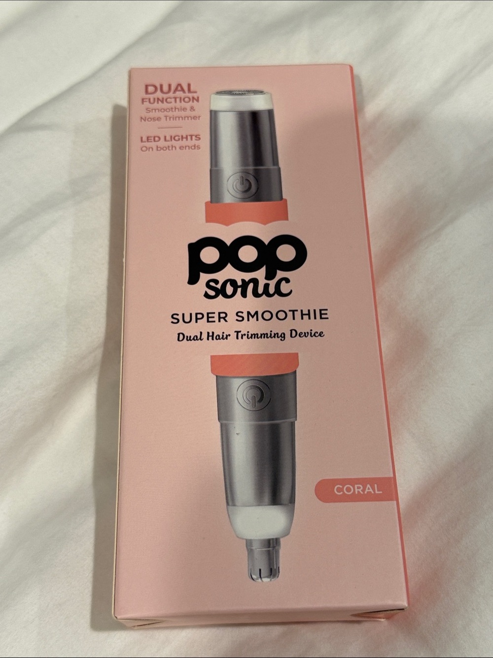 NEW Pop Sonic Super Smoothie Dual Hair Trimming Device - Coral